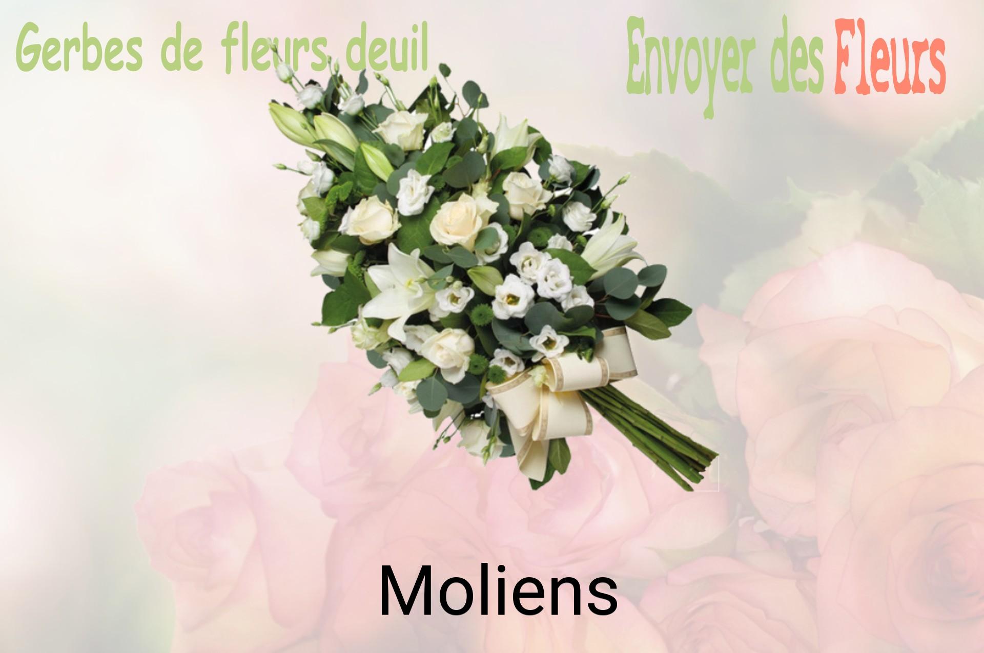 Gerbe de fleurs de deuil livrée à Moliens